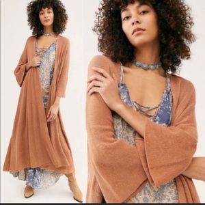 Free People Making Waves Maxi Cardigan in Cinnamon Sz S